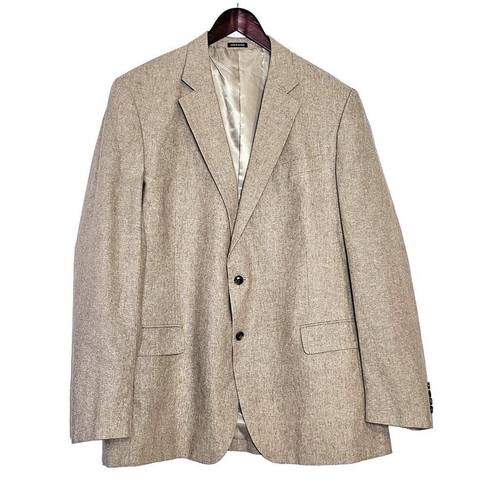 Stafford Size 46L LongMen's Tan Linen Cotton Blend Blazer
